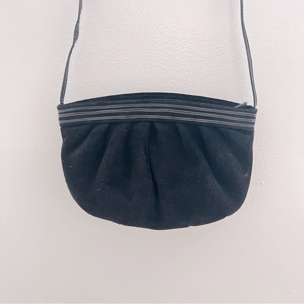 Susan Gail Vintage Black Suede Leather Crossbody Bag Made in Spain - Picture 4 of 9